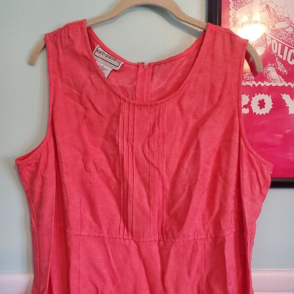 Vintage 90s Pink Faint Floral Pattern Sleeveless Side Slit A Line Maxi Dress - Picture 8 of 9